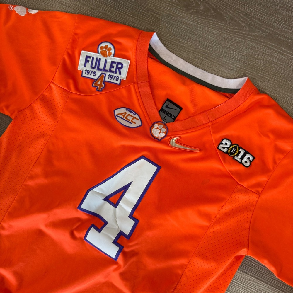 Nike Football Jersey Mens Large Orange Clemson Watson 4 2016 CFP Fuller Patch